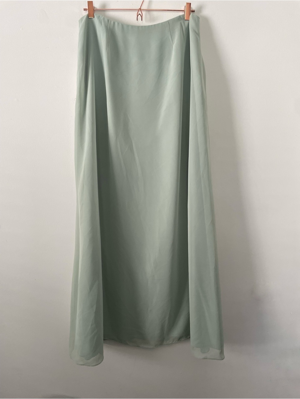 Vintage 90s Alfred Angelo Light Green Chiffon Flowy Maxi Skirt Size 12